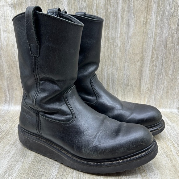 Men\'s Herman Survivors Black Leather Round Safety Toe Work Boots Size 8.5‎ main image 8